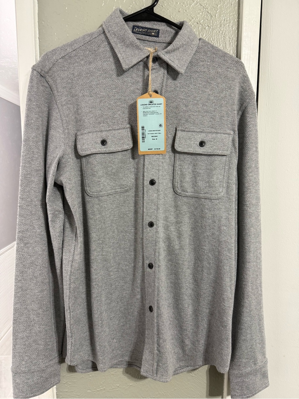 Faherty Heather Gray Button-Front Overshirt